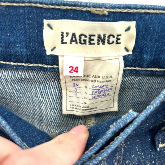 L'Agence El Matador Fremont Gold Glitter Coated Skinny‎ Jeans Size 24 - Picture 7 of 9